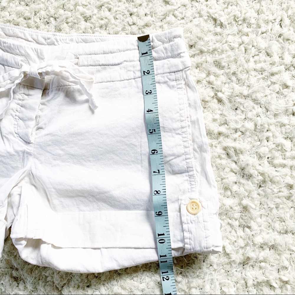 Theory White Linen Drawstring Roll Up Shorts - image 5